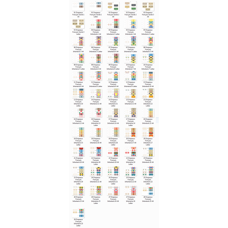 French Army - Garde + Infantry: Flags to Print (28 plates)